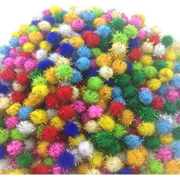 Kbraveo 1000pcs 1/2 Inch Glitter Poms Sparkle Balls for Craft,Multicolored Glitter Poms