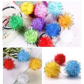 Kbraveo 1000pcs 1/2 Inch Glitter Poms Sparkle Balls for Craft,Multicolored Glitter Poms
