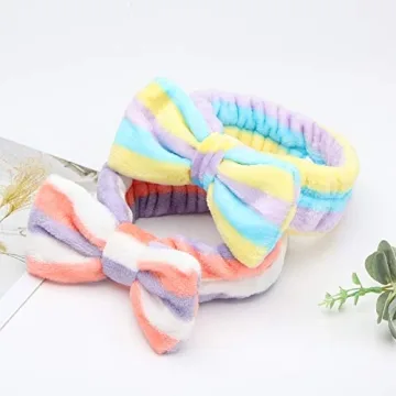 3 otters Spa Headband, 8 Pack Spa Headband for Washing Face Bow Hair Band Fluffy Makeup Headbands, Soft Coral Fleece Head Wraps to Facial Clean, Shower Washing