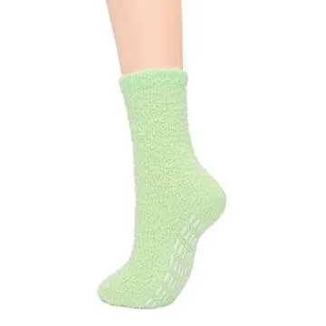 Azue Women Non Slip Fuzzy Warm Slipper Socks Ultra Thick Fluffy Grip Socks Non-Skid Casual Sleeping Plush Cozy Sock Indoor 5 Pairs Sweet Candy
