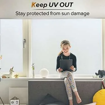 rabbitgoo Window Privacy Film, Frosted Glass Window Clings, Static Cling UV Heat Blocking Door Stickers for Home Bathroom, Removable Indoor Decal Coverings Day and Night, Pure, 17.5 x 78.7 Inches