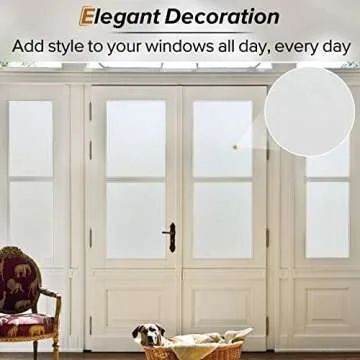 rabbitgoo Window Privacy Film, Frosted Glass Window Clings, Static Cling UV Heat Blocking Door Stickers for Home Bathroom, Removable Indoor Decal Coverings Day and Night, Pure, 17.5 x 78.7 Inches