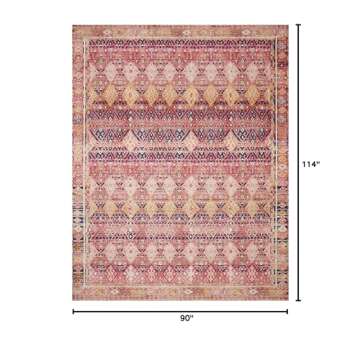 Loloi Layla Collection, LAY-15 Magenta/Multi 7'-6" x 9'-6" .13" Thick, Area Rug, Soft, Durable, Vint...