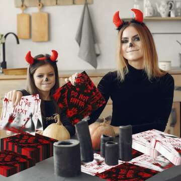 Bloody Handprint Napkins,Scary Halloween Decorations 40pcs Horror Killer Party Paper Hand Towels Spo...