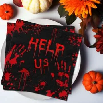 Bloody Handprint Napkins,Scary Halloween Decorations 40pcs Horror Killer Party Paper Hand Towels Spooky Birthday Decorations for Halloween Horror Birthday Decorations