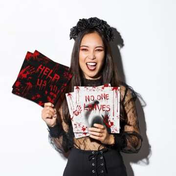 Bloody Handprint Napkins,Scary Halloween Decorations 40pcs Horror Killer Party Paper Hand Towels Spooky Birthday Decorations for Halloween Horror Birthday Decorations