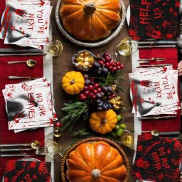 Bloody Handprint Napkins,Scary Halloween Decorations 40pcs Horror Killer Party Paper Hand Towels Spooky Birthday Decorations for Halloween Horror Birthday Decorations