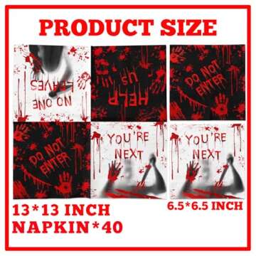 Bloody Handprint Napkins,Scary Halloween Decorations 40pcs Horror Killer Party Paper Hand Towels Spooky Birthday Decorations for Halloween Horror Birthday Decorations