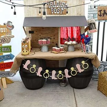 Boot Rings Bachelorette Banners - Wedding Party Decorations, Bridal Shower Banners, Bachelorette Party Scene Photo Props, Nashlorette Theme Garland Eengagement Shower Favor