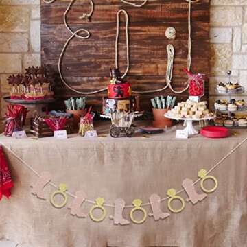 Boot Rings Bachelorette Banners - Wedding Party Decorations, Bridal Shower Banners, Bachelorette Party Scene Photo Props, Nashlorette Theme Garland Eengagement Shower Favor