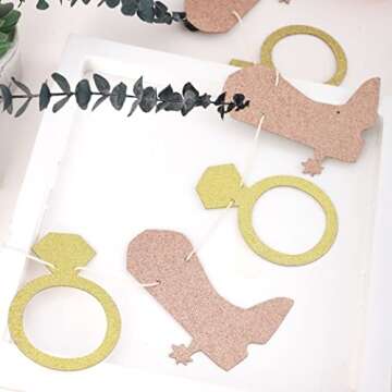 Boot Rings Bachelorette Banners - Wedding Party Decorations, Bridal Shower Banners, Bachelorette Party Scene Photo Props, Nashlorette Theme Garland Eengagement Shower Favor