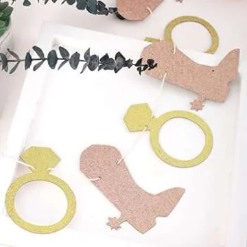 Boot Rings Bachelorette Banners - Wedding Party Decorations, Bridal Shower Banners, Bachelorette Party Scene Photo Props, Nashlorette Theme Garland Eengagement Shower Favor