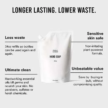 Public Goods Hand Soap | Cleansing Soap for Kitchen & Bathroom | Made with Natural Essential Oils | Paraben & Sulfate Free | Vegan Friendly | 34 Fl Oz Refill