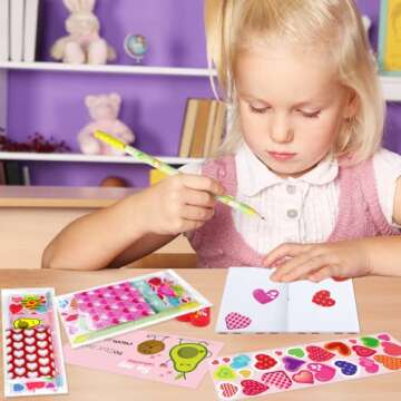 KMUYSL Valentines Day Gifts for Kids, 168Pcs Classroom Valentines Stationery Set with Valentines Cards Goodie Bags Pencil Eraser Notepad Sticker for Valentine Kids Exchange Gift and School Rewards
