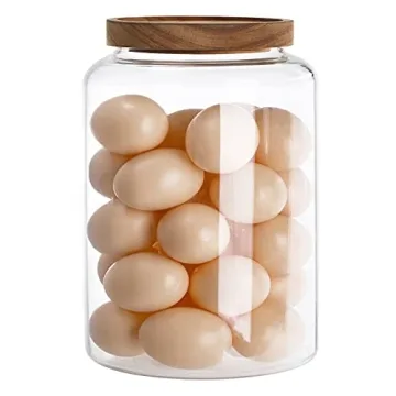 Bekith Large 1 Gallon Glass Canister with Wooden Lid for Kitchen Storage