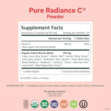 Pure Synergy Organic Vitamin C Powder for Immunity & Collagen
