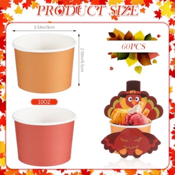 Thanksgiving Disposable Bowls - 60 Pcs Festive Snack Cups