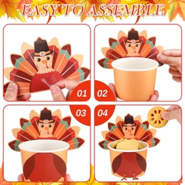 Thanksgiving Disposable Bowls - 60 Pcs Festive Snack Cups