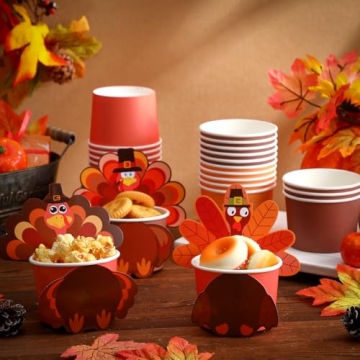 Thanksgiving Disposable Bowls - 60 Pcs Festive Snack Cups