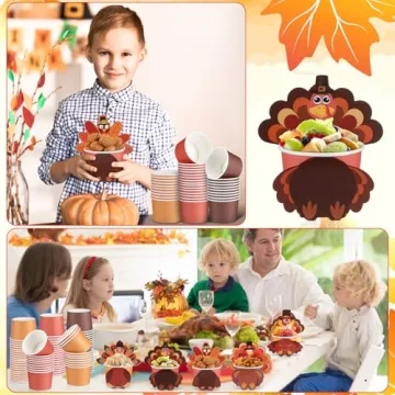 Thanksgiving Disposable Bowls - 60 Pcs Festive Snack Cups