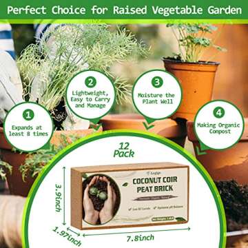 Legigo 12 Pack Premium Coco Coir Brick for Plants- 100% Organic Compressed Coconut Coir Bricks Start...