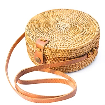 Stylish Handwoven Round Rattan Bag for Summer