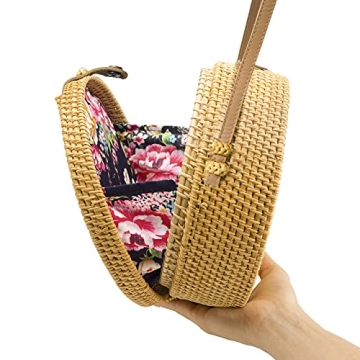 Stylish Handwoven Round Rattan Bag for Summer