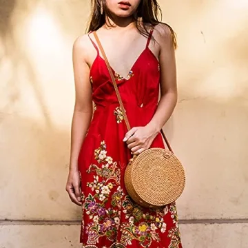 Stylish Handwoven Round Rattan Bag for Summer
