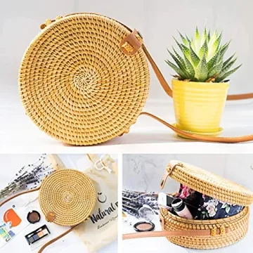 Stylish Handwoven Round Rattan Bag for Summer
