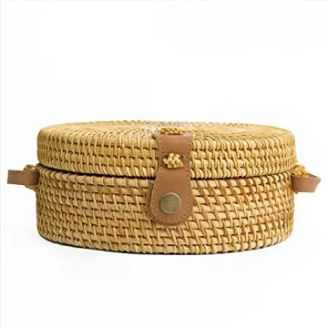 Stylish Handwoven Round Rattan Bag for Summer