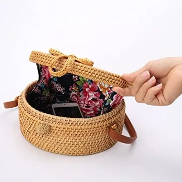 Stylish Handwoven Round Rattan Bag for Summer