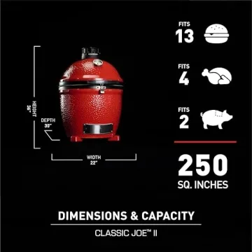 Kamado Joe Classic II Ceramic Grill with Air Lift Hinge and Versatility