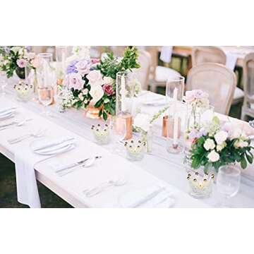 Vixdonos Votive Candle Holders Set of 6 Crown Glass Tealight Candle Holder for Wedding, Party and Home Decor (Gold Tips)