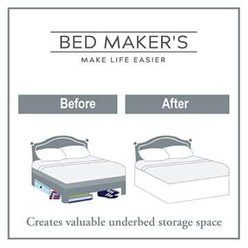 Bed Maker's Wrap-Around Microfiber Bed Skirt for Adjustable Beds, Tailored Style, 15 Inch Drop Length, King, White