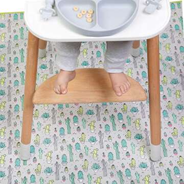 Bumkins Splat Mat, Waterproof, Washable for Floor or Table, Under Highchairs, Art, Crafts, Playtime 42x42 – Gray Chevron