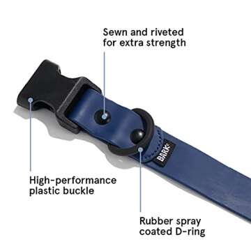 BarkBox Odor Proof & Waterproof Dog Collar - Adjustable Size for Puppies & Adult Dogs - Medium - Navy