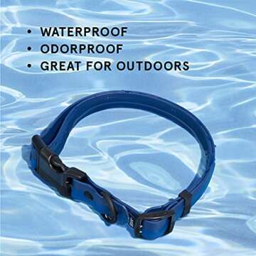 BarkBox Odor Proof & Waterproof Dog Collar - Adjustable Size for Puppies & Adult Dogs - Medium - Navy