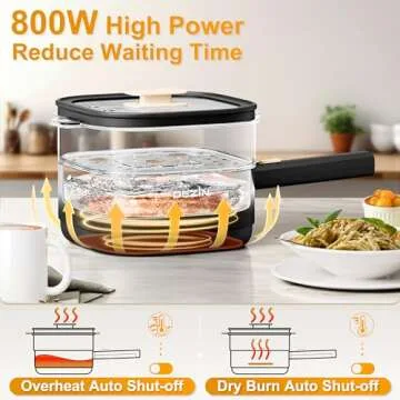 Dezin Hot Pot Electric with Steamer, 2L Non-Stick Ceramic Coating Electric Pot, Multifunction Cooker for Ramen, Portable Hot Pot with Power Control for Dorm, Office, Travel (Silicone Spatula Included)