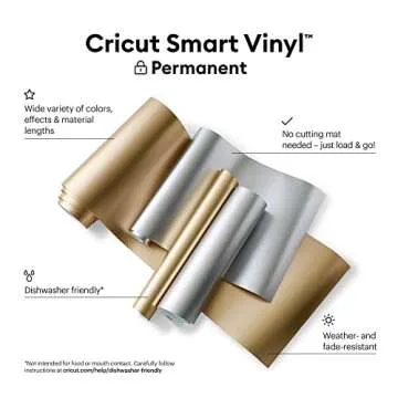 Cricut Smart Permanent Vinyl, Champagne - 3ft Roll (13'x36') Adhesive Craft Vinyl - Matless cutting ...