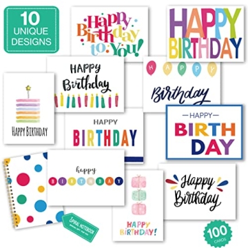 Bulk Happy Birthday Cards - 100 Cards with Messages