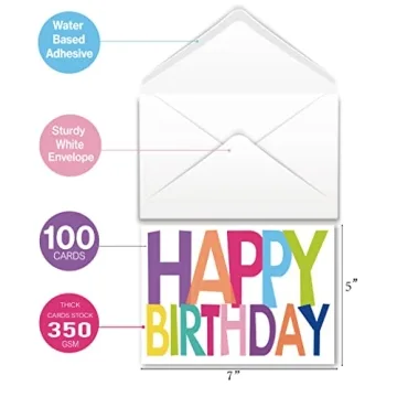 Bulk Happy Birthday Cards - 100 Cards with Messages