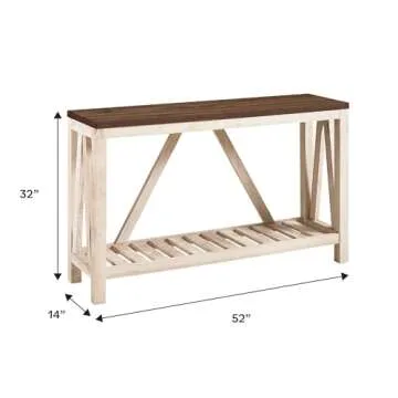 Walker Edison Modern Farmhouse Accent Entryway Table Entry Table Living Room End Table, 52 Inch, Dark Walnut and White Oak