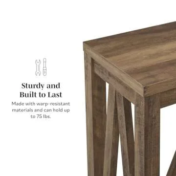 Walker Edison Modern Farmhouse Accent Entryway Table Entry Table Living Room End Table, 52 Inch, Dark Walnut and White Oak