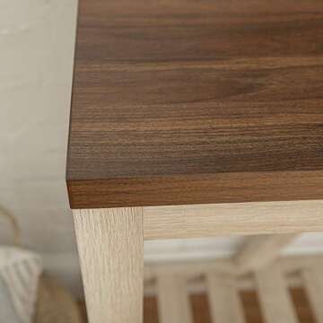 Walker Edison Modern Farmhouse Accent Entryway Table Entry Table Living Room End Table, 52 Inch, Dark Walnut and White Oak
