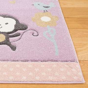 SAFAVIEH Carousel Kids Collection Area Rug - 4' x 6', Purple, Animal Design, Ideal for High Traffic Area for Boys & Girls in Playroom, Nursery, Bedroom (CRK120V-4)