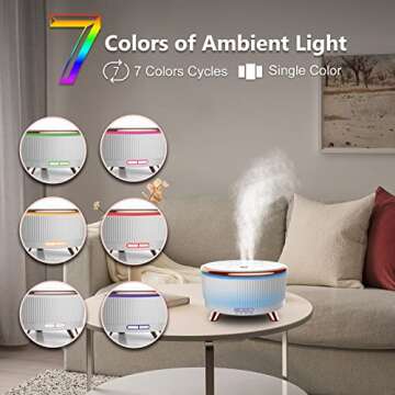 Essential Oil Diffusers for Home 500ml,Aromatherapy Diffusers for Essential Oils Large Room with R/C,7 Colors Lights & 3 Mist Mode Waterless Auto Off for Women,Bedroom Summer,Desk Meditation Decor