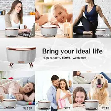 Essential Oil Diffusers for Home 500ml,Aromatherapy Diffusers for Essential Oils Large Room with R/C,7 Colors Lights & 3 Mist Mode Waterless Auto Off for Women,Bedroom Summer,Desk Meditation Decor