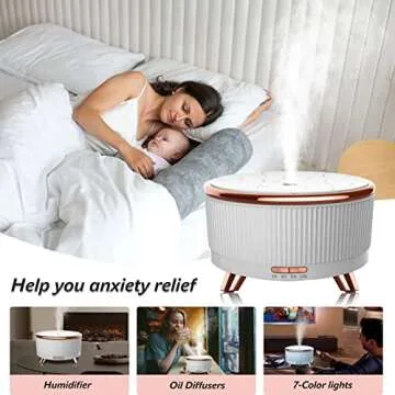 Essential Oil Diffusers for Home 500ml,Aromatherapy Diffusers for Essential Oils Large Room with R/C,7 Colors Lights & 3 Mist Mode Waterless Auto Off for Women,Bedroom Summer,Desk Meditation Decor