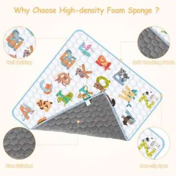 Premium Baby Play Mat 50" x 50" - Safe, Cushioned & Washable