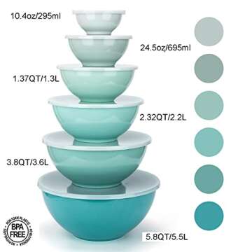 KX-WARE 12 Piece Melamine Mixing Bowls with Lids